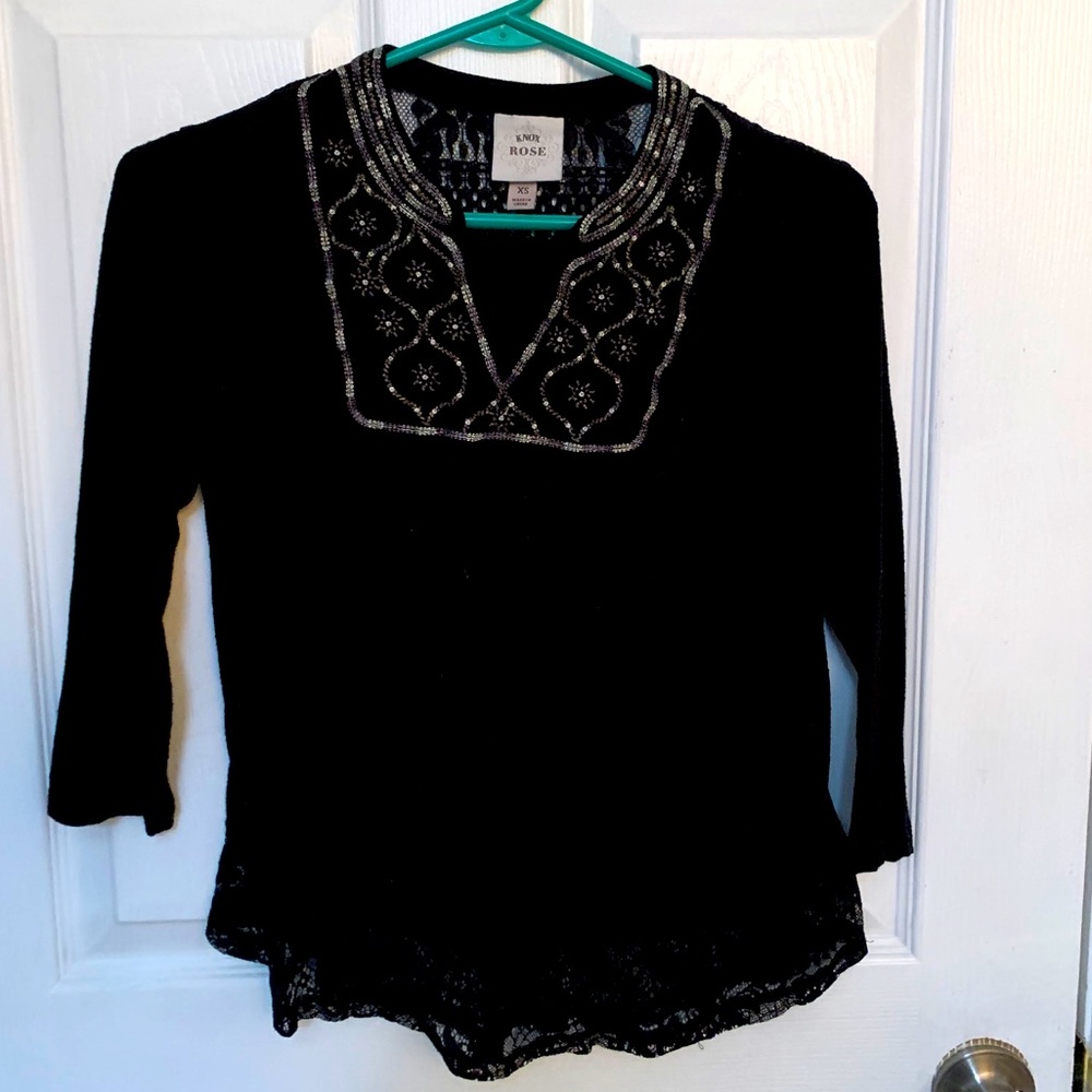 Black Top with detailed embroidery